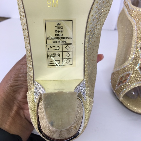 Pierre Dumas Gold Mesh heels with rhinestones - Picture 7 of 10